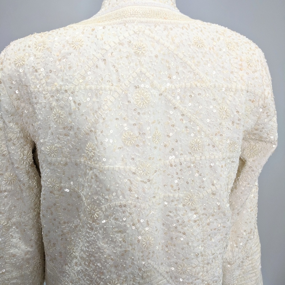 SOLD! ZARA Beaded Cream Beige Long Sleeve Blazer - Picture 8 of 10